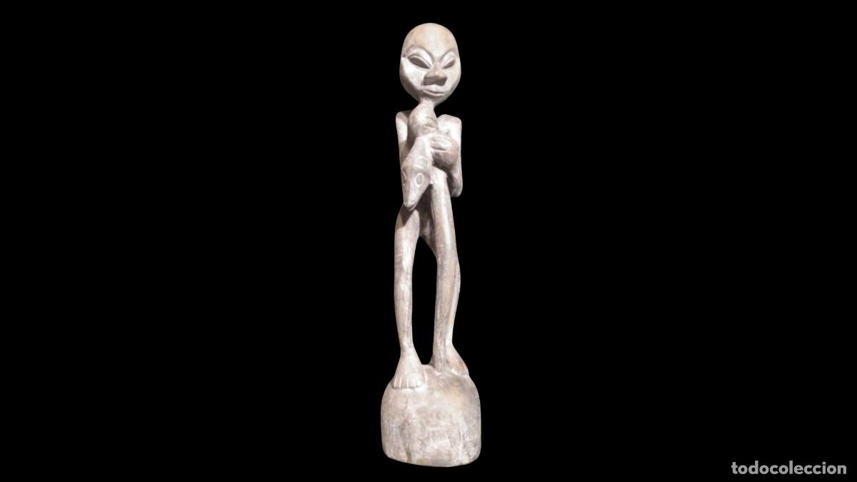 Arte: ❤️ Escultura Antigua de Java - Figura de Poder Tallada a Mano en Madera Serpiente - Pieza Rara - Foto 4