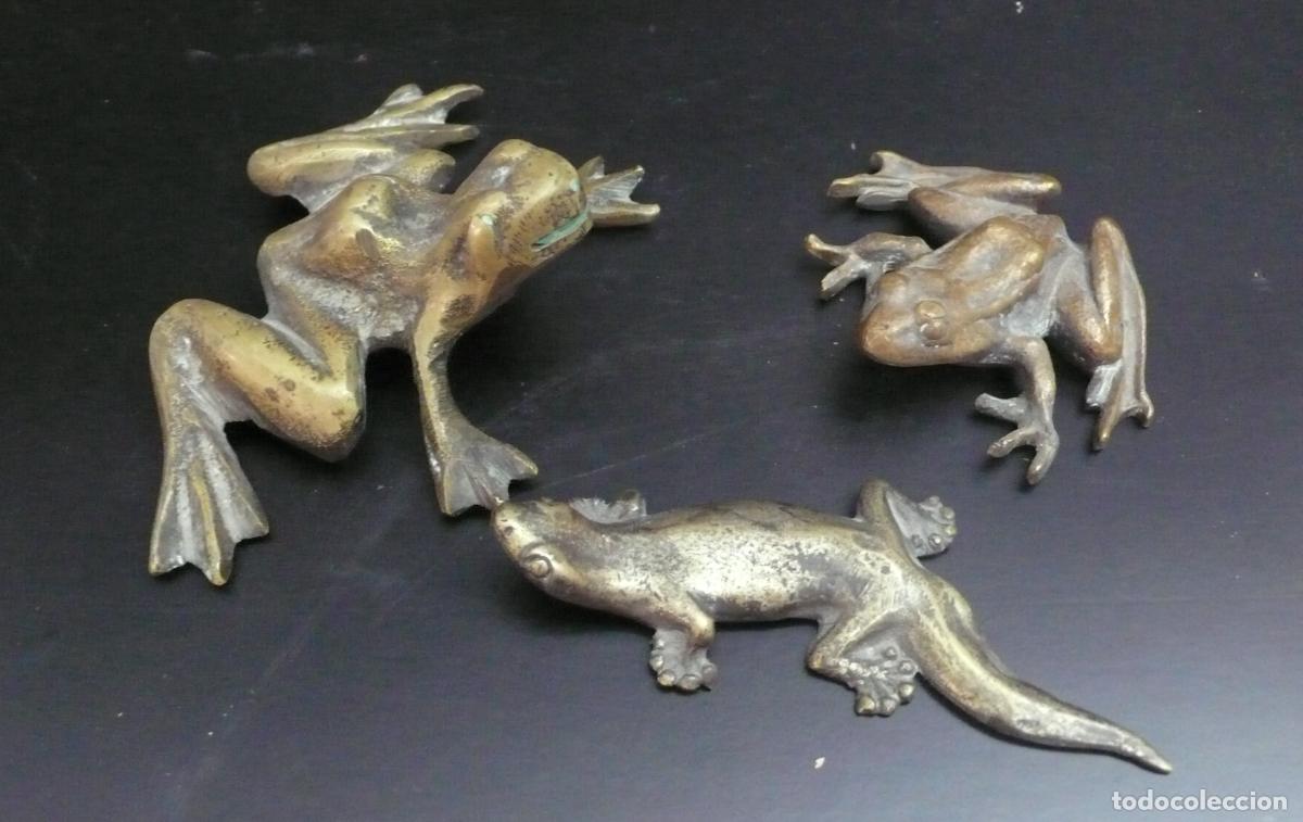 Arte: TRES ANFIBIOS DE BRONCE - Foto 1