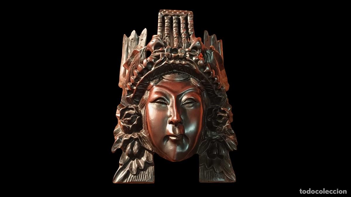 Art: M&Aacute;SCARA DECORATIVA TALLADA EN &Eacute;BANO - DIOSA GUANYIN - ARTE CHINO DE FUJIAN, 1970