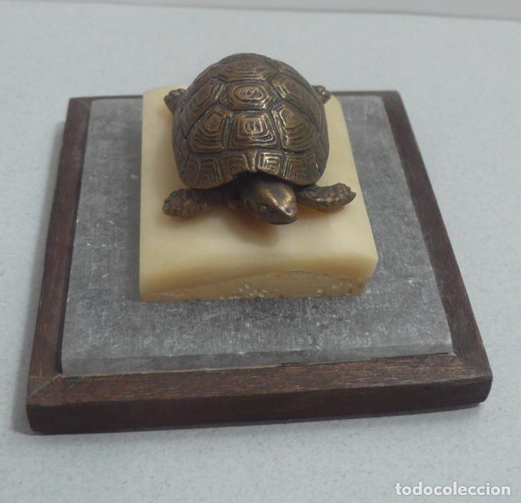 Arte: PEQUE&Ntilde;A TORTUGA EN BRONCE - Foto 1