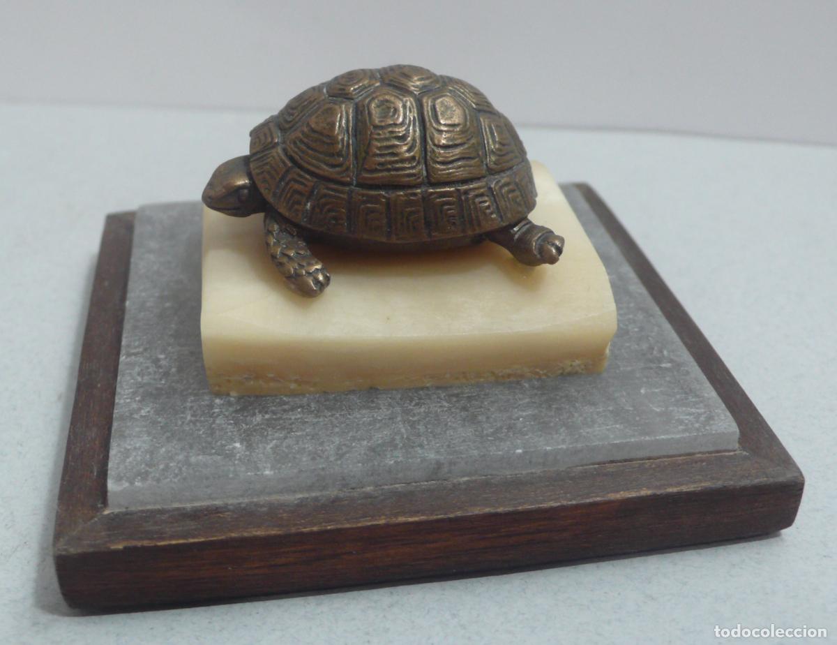 Arte: PEQUE&Ntilde;A TORTUGA EN BRONCE - Foto 2