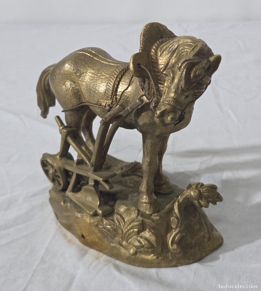 Arte: Figura caballo de labor con arado en bronce - Foto 4