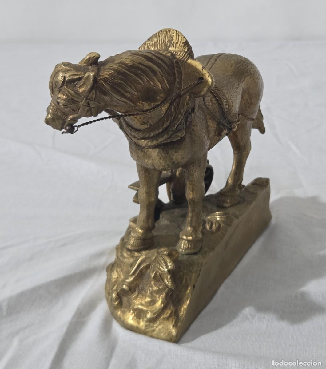 Arte: Figura caballo de labor con arado en bronce - Foto 7