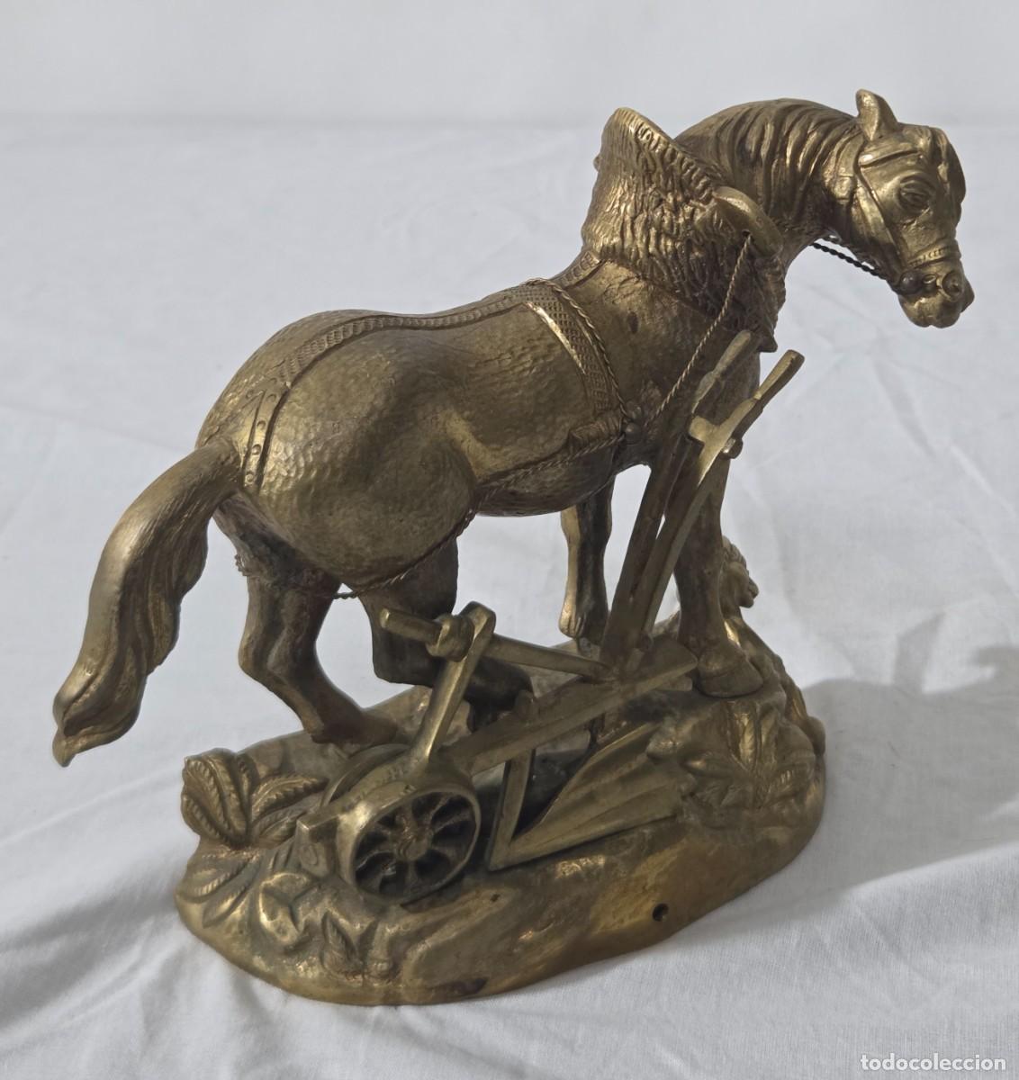 Arte: Figura caballo de labor con arado en bronce - Foto 12