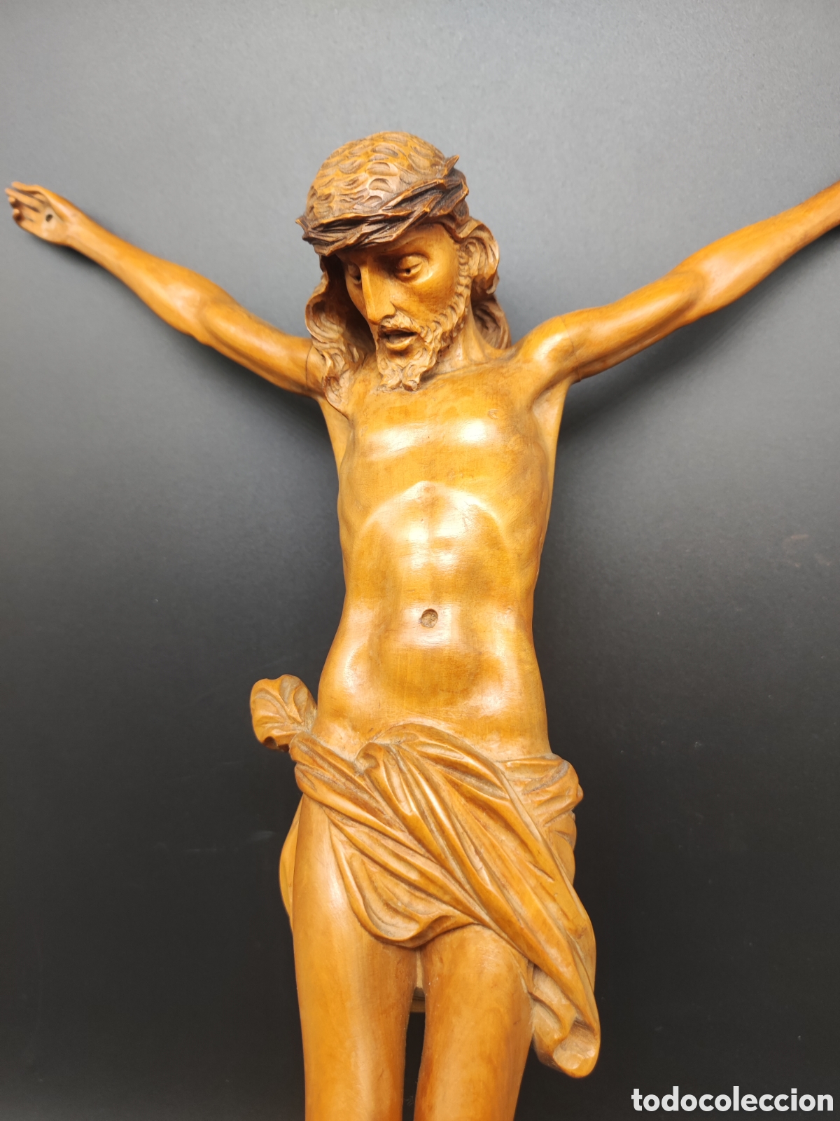 Arte: Cristo antiguo talla de madera - Foto 3