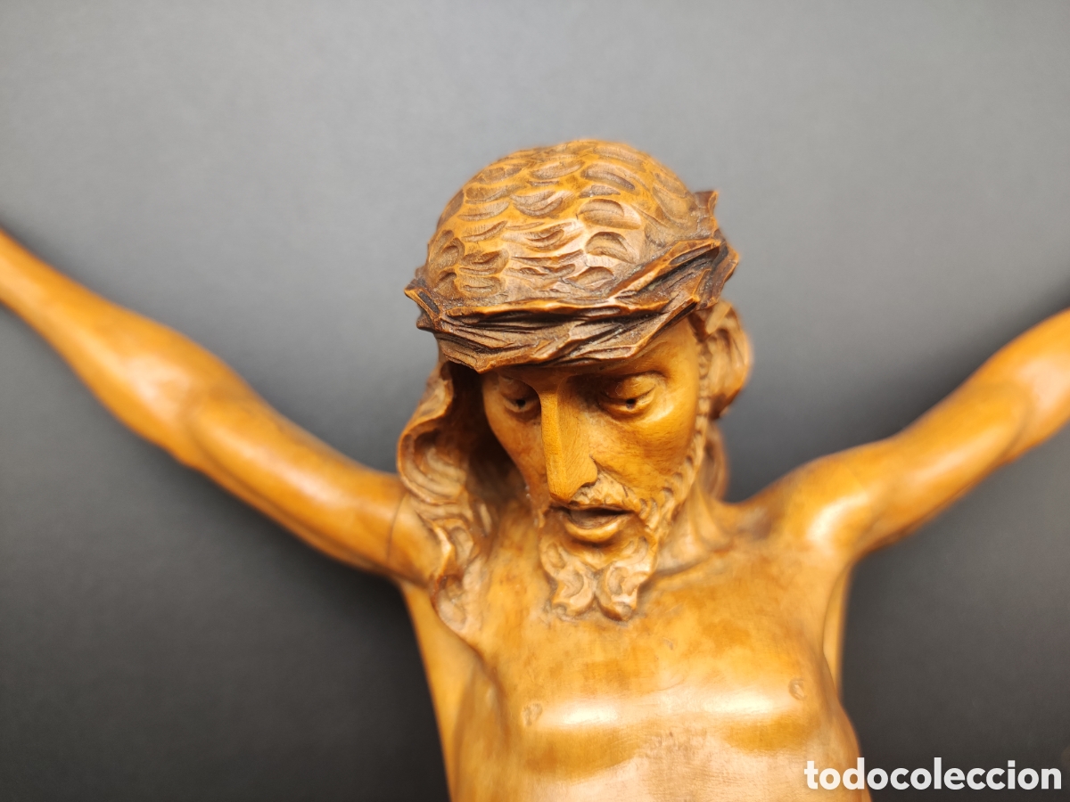 Arte: Cristo antiguo talla de madera - Foto 5