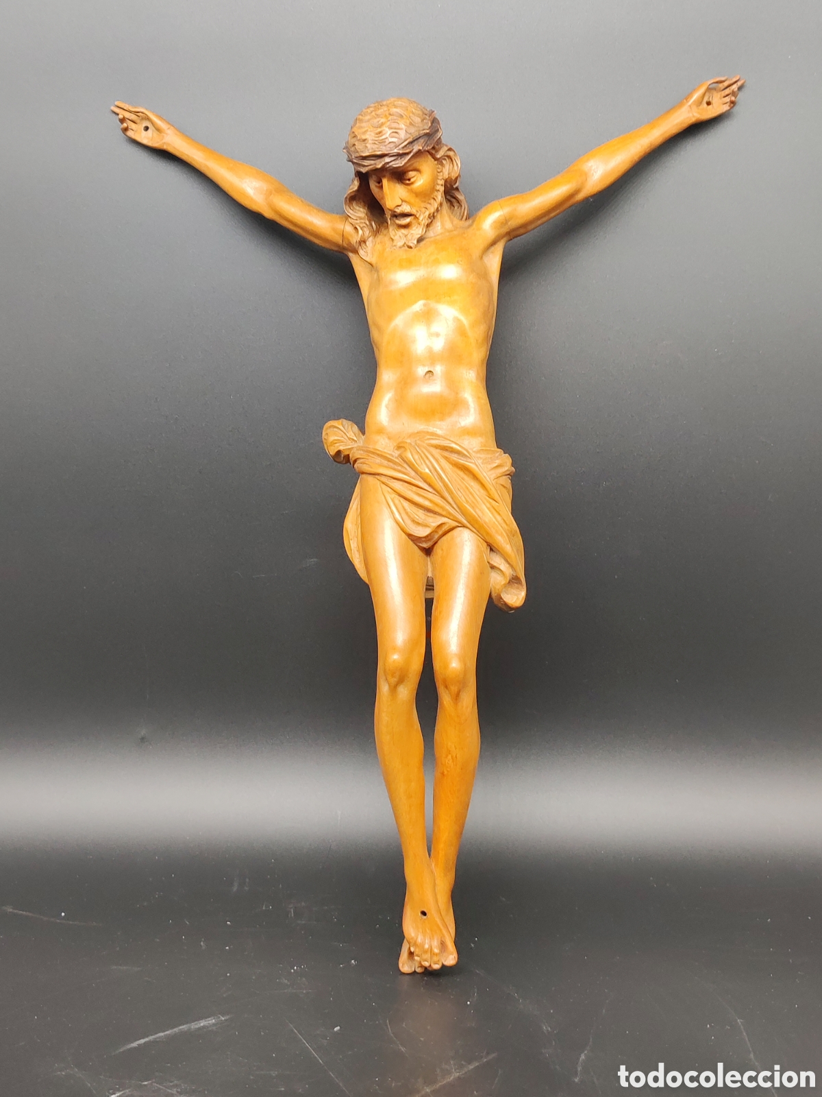 Arte: Cristo antiguo talla de madera - Foto 1