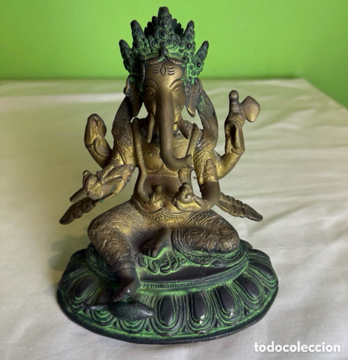 Arte: Antigua estatua de colecci&oacute;n del dios hind&uacute; Ganesha.ver las medidas en fotos.