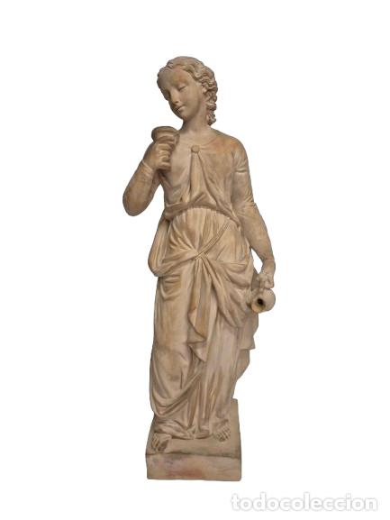 Art: Preciosa Escultura Italiana - Alegor&iacute;a, Figura con Copa y Jarra - Terracota - Altura 79 cm -S.XIX-XX