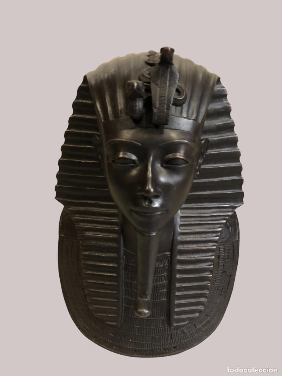 Arte: gran busto de tutankamon en bronce - Foto 4