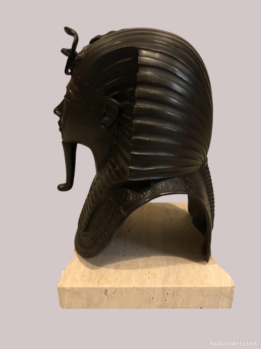 Arte: gran busto de tutankamon en bronce - Foto 8