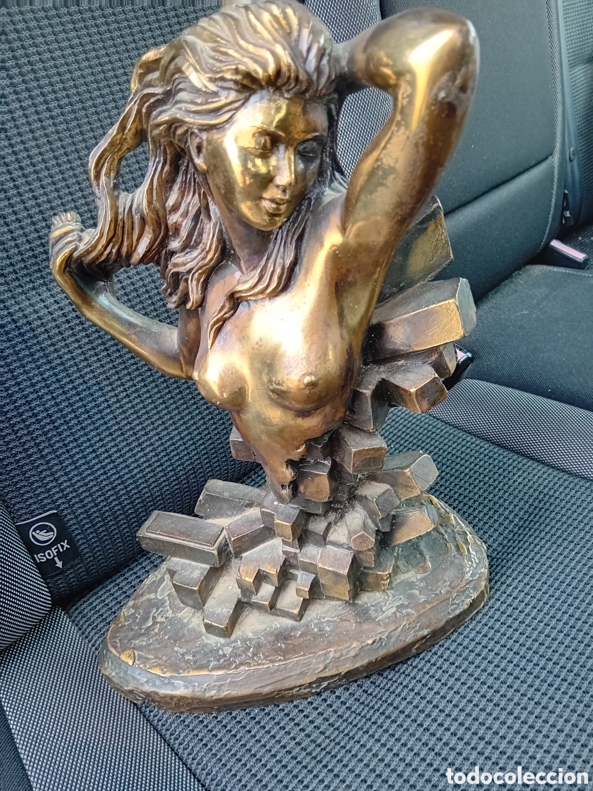 Arte: PRECIOSA FIGURA VINTAGE COLOR DORADO MUJER TORSO DESNUDO FIRMA BROMUR.