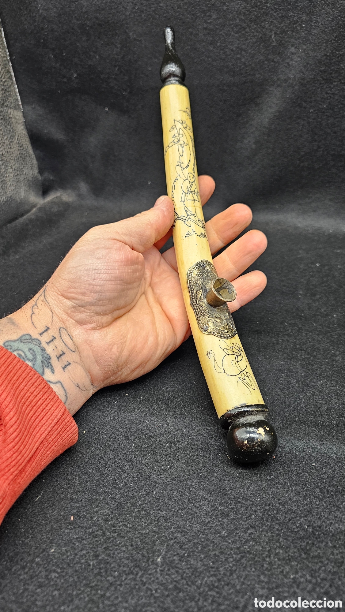 Arte: Pipa china de hueso para opio