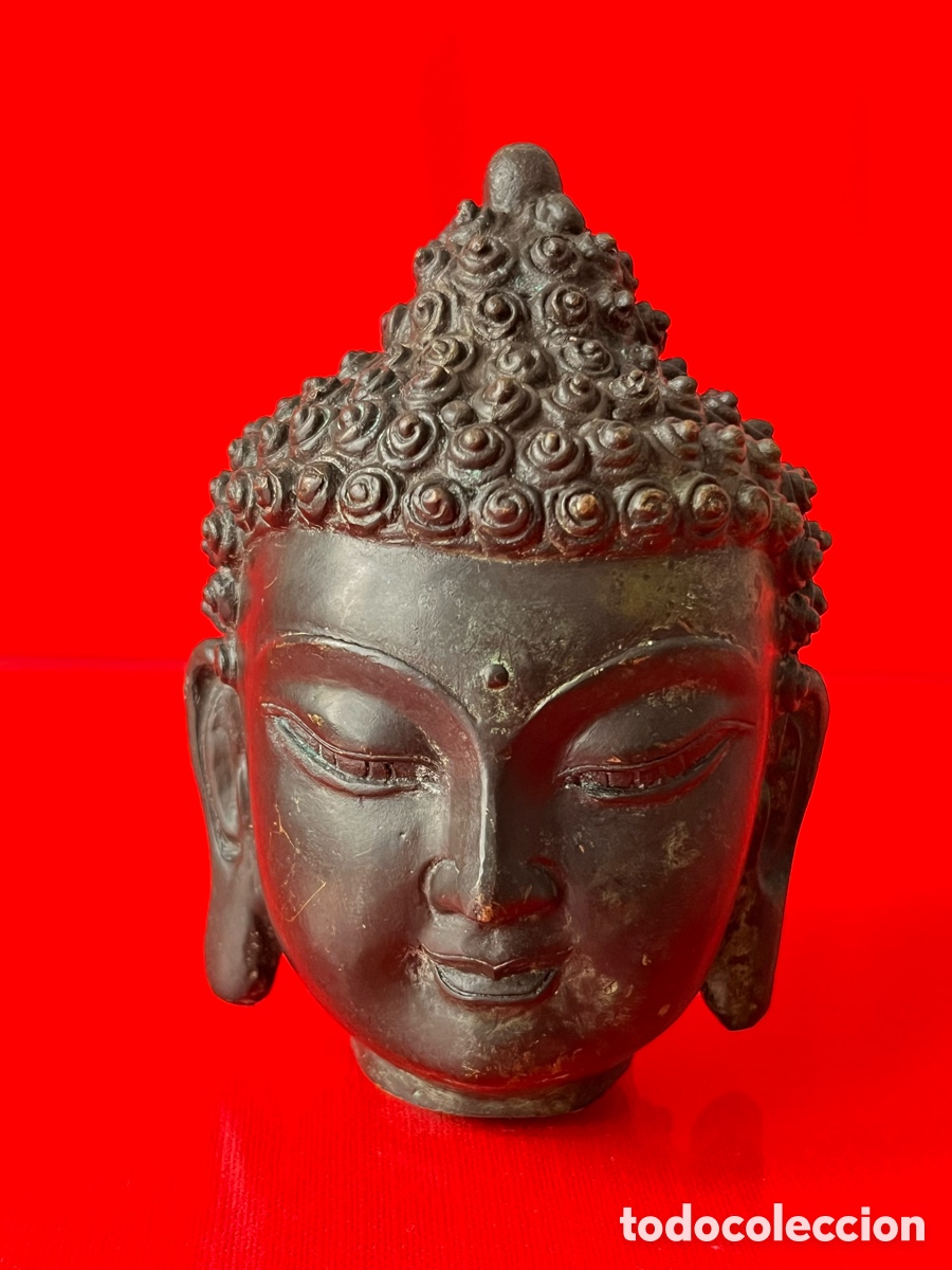 Arte: Escultura Cabeza de Buda en bronce - Foto 3