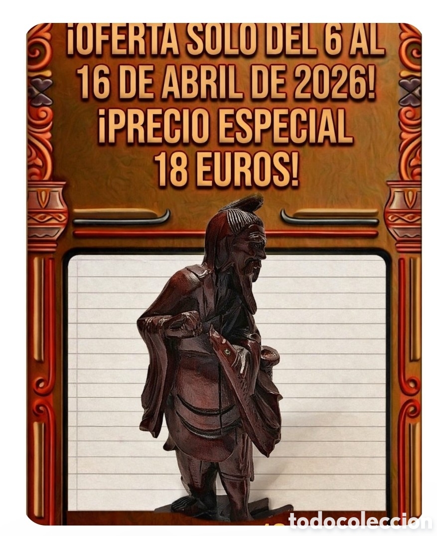 Arte: TALLA CAOBA SABIO PESCADOR