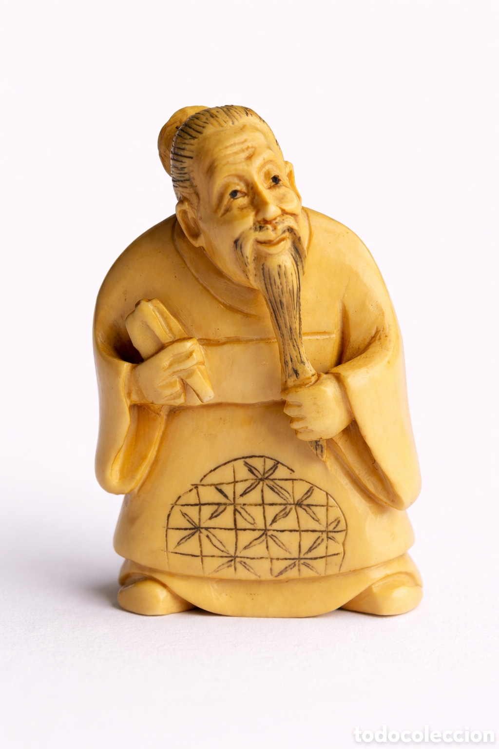 Arte: Netsuke japon&eacute;s antiguo firmado &ldquo;Gyokuzan&rdquo; &ndash; marfil &ndash; periodo Meiji