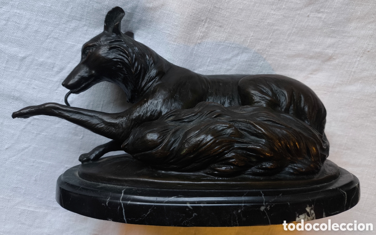Arte: BRONCE ESCULTURA PERRO PASTOR FIGURA FIRMADA MILO AUTOR MIGUEL FERN&Aacute;NDEZ LOPEZ