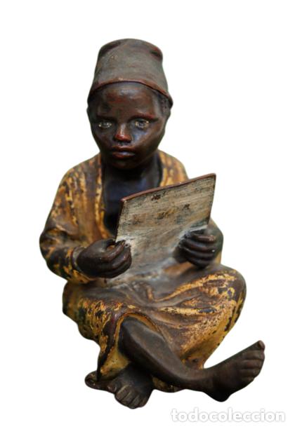 Art: FRANZ BERGMANN 1861-1936. JOVEN ARABE LEYENDO.