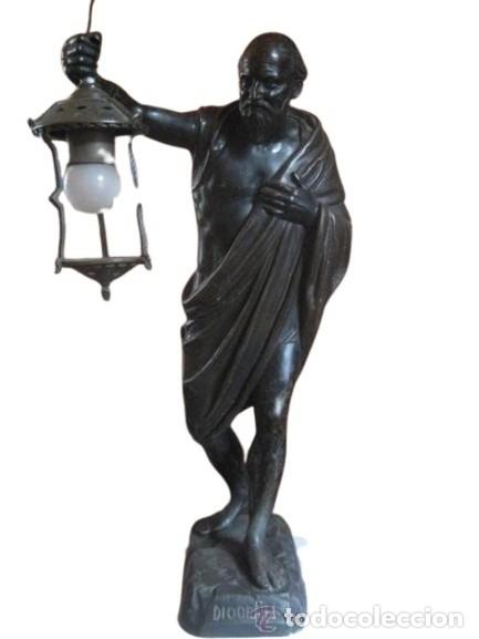 Art: ESCULTURA-LAMPARA DE DIOGENES HECHA POR ESCULTOR ALEMAN A.REICHEL