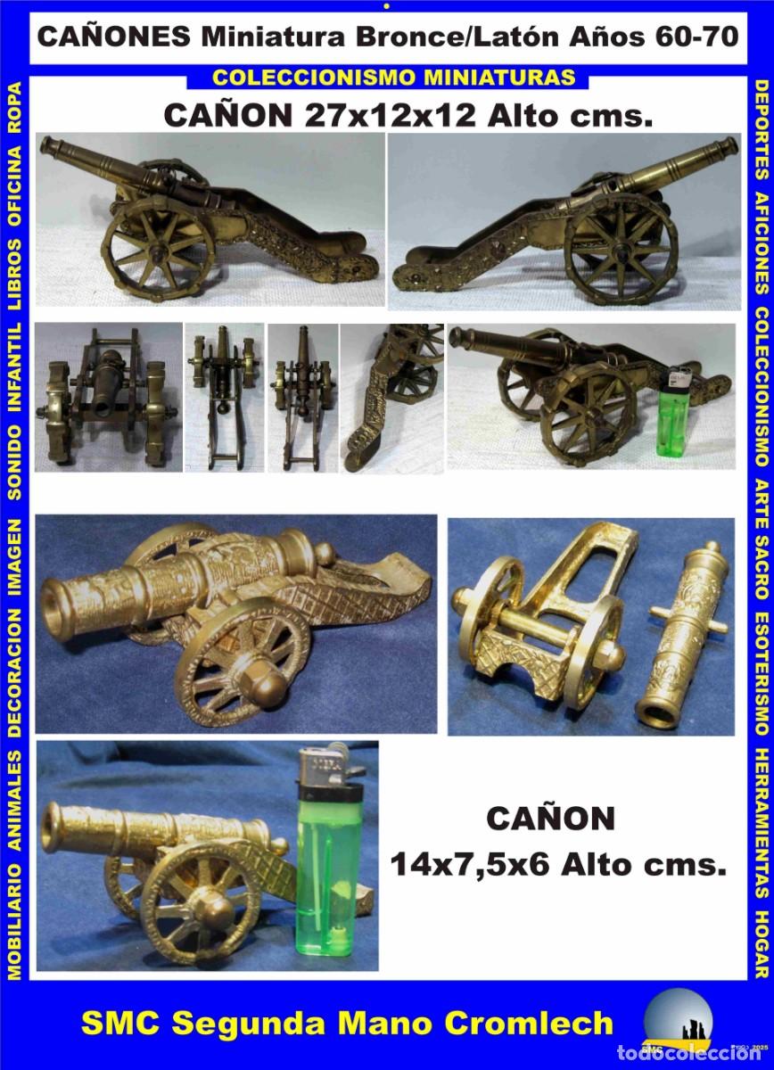 Art: 2 Miniaturas decorativas CA&Ntilde;ONES Bronce/Lat&oacute;n A&ntilde;os 60/70 Muy buen estado.