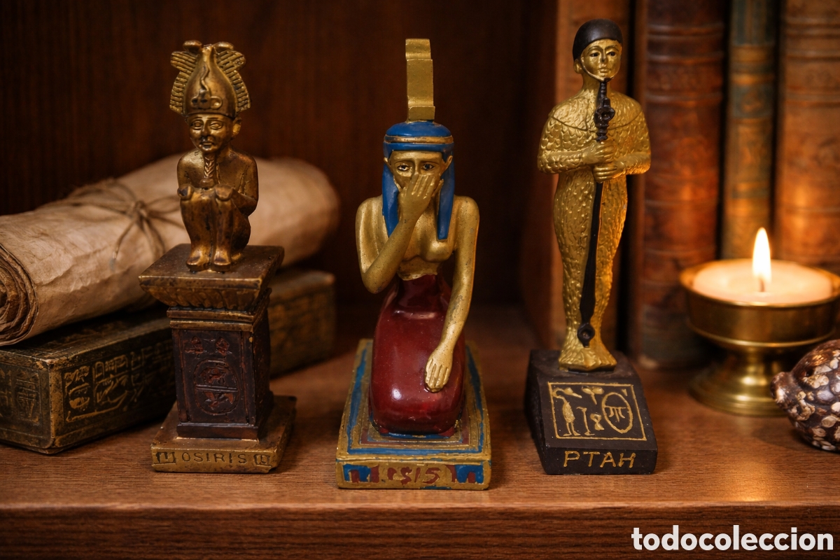 Arte: Figuras egipcias resina pintadas a mano Osiris Isis Ptah 12cm decoraci&oacute;n colecci&oacute;n