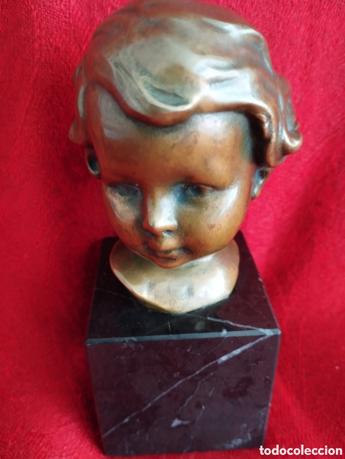 Arte: Antiguo Busto Ni&ntilde;o Bronce.