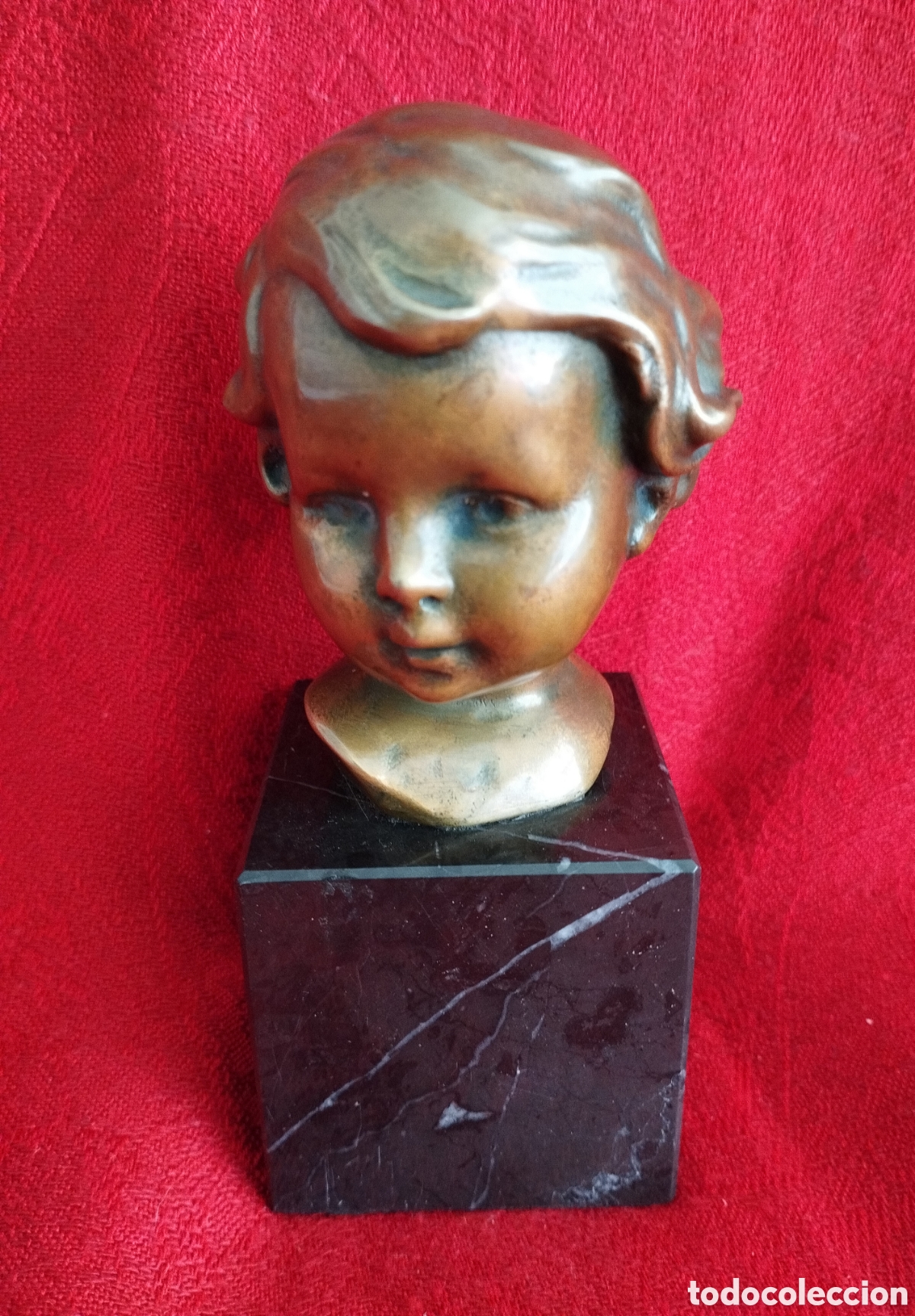 Arte: Antiguo Busto Ni&ntilde;o Bronce.