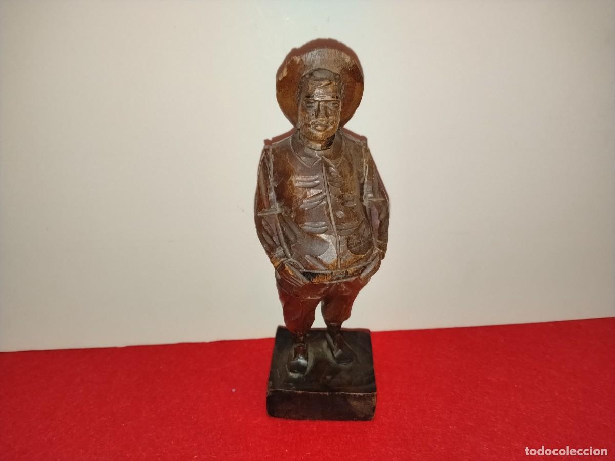 Kunst: SANCHO PANZA ESCULTURA DEL SIGLO XIX TALLADA EN MADERA- OURO ARTESANIA-18,5 x4,5 x5,5 cm
