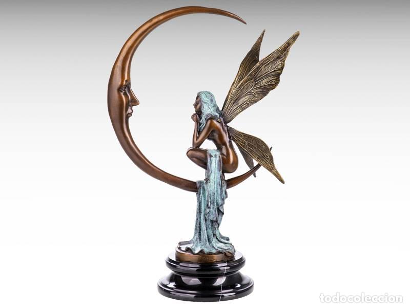 Arte: Escultura de bronze - Fada da lua (2212)
