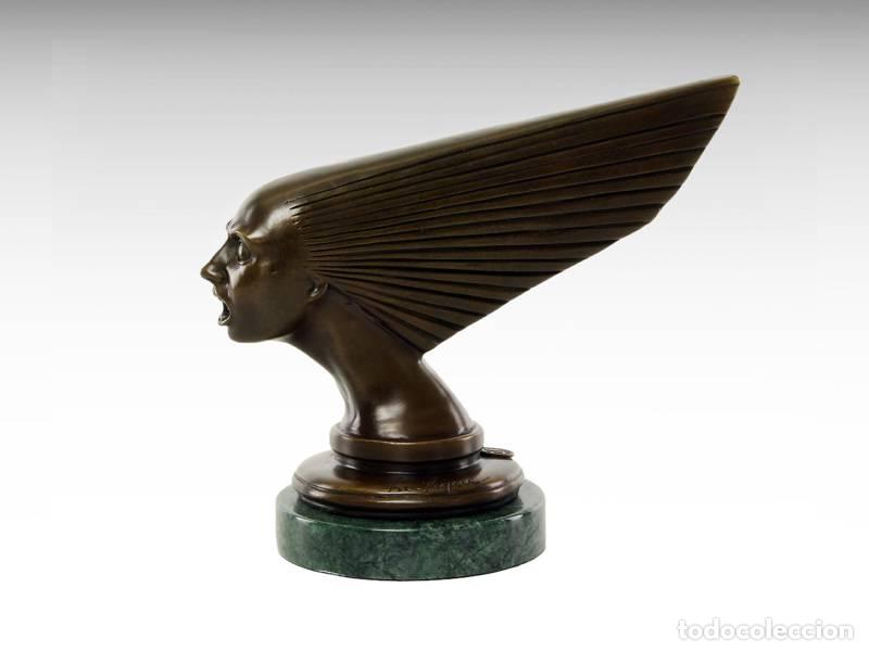 Arte: Escultura de bronze - Esp&iacute;rito do vento de Ren&eacute; Lalique - estilo Art Deco (2210)