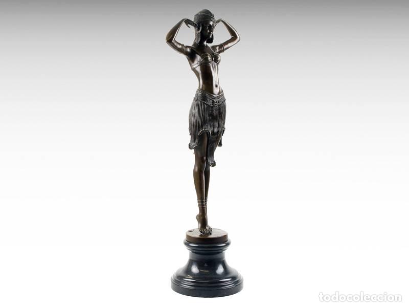 Arte: Escultura de bronze - Dan&ccedil;arina ex&oacute;tica (Chiparus) - 75cm (1277)