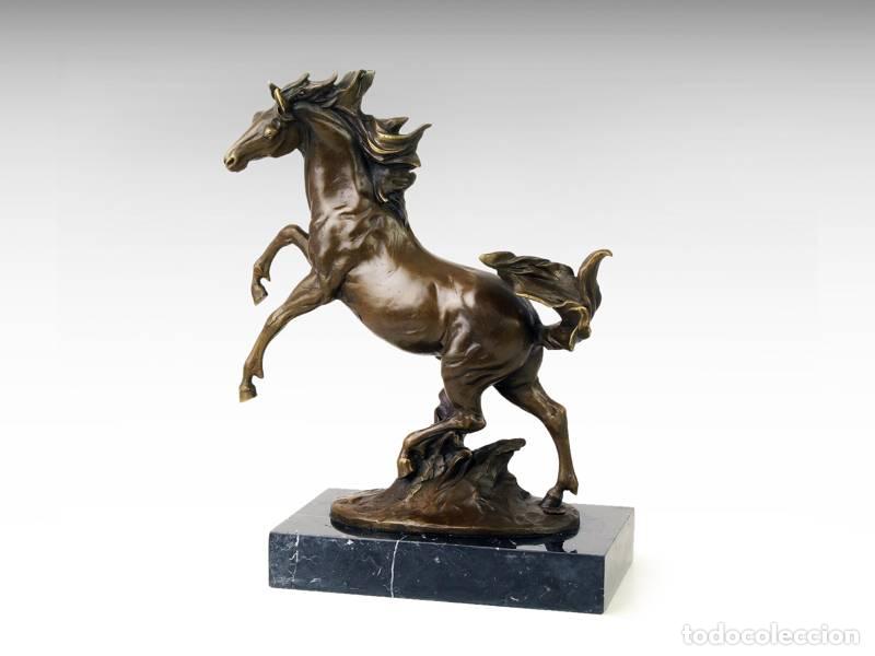 Kunst: Escultura de bronze - Cavalo garanh&atilde;o selvagem (1227)