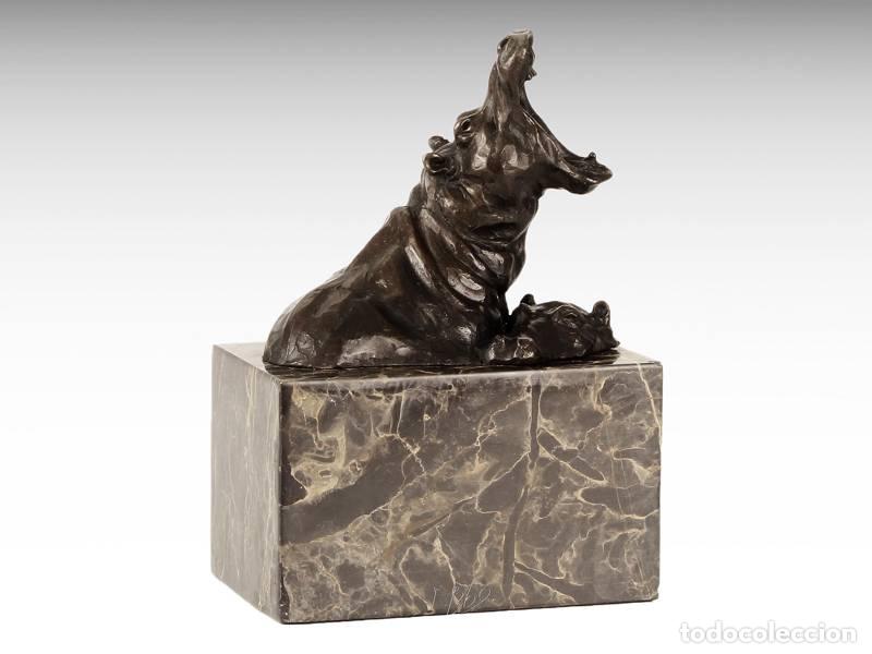 Arte: Escultura de bronze - Hipop&oacute;tamo - Art Deco (1091)
