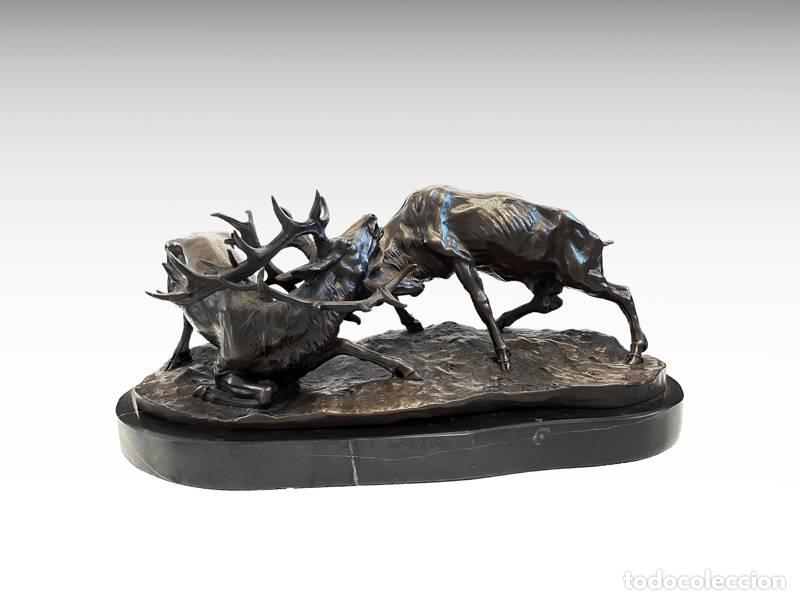 Art: Escultura de bronze - Luta de veados (1272)