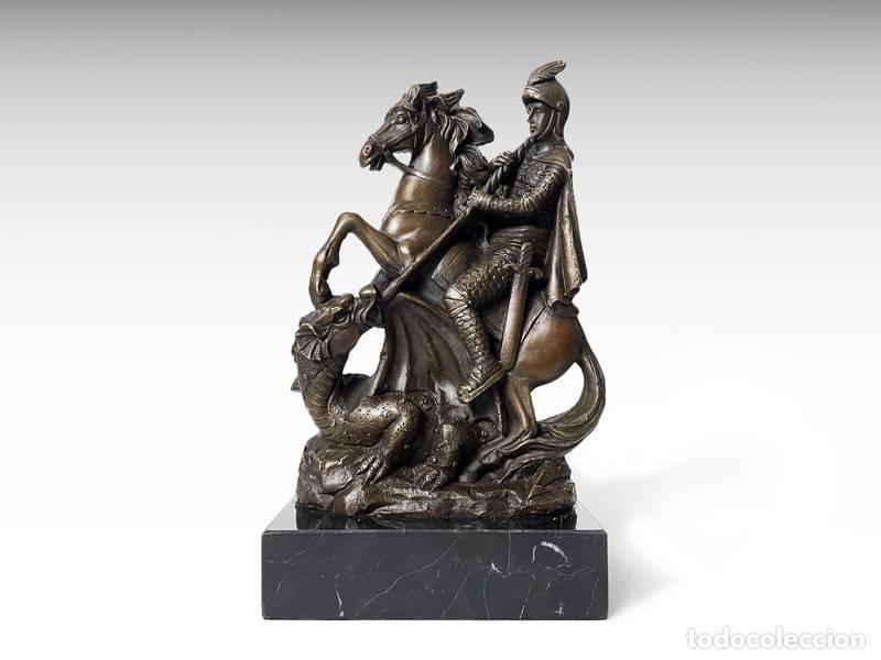 Arte: Escultura de bronze - S&atilde;o Jorge e o drag&atilde;o (1171)