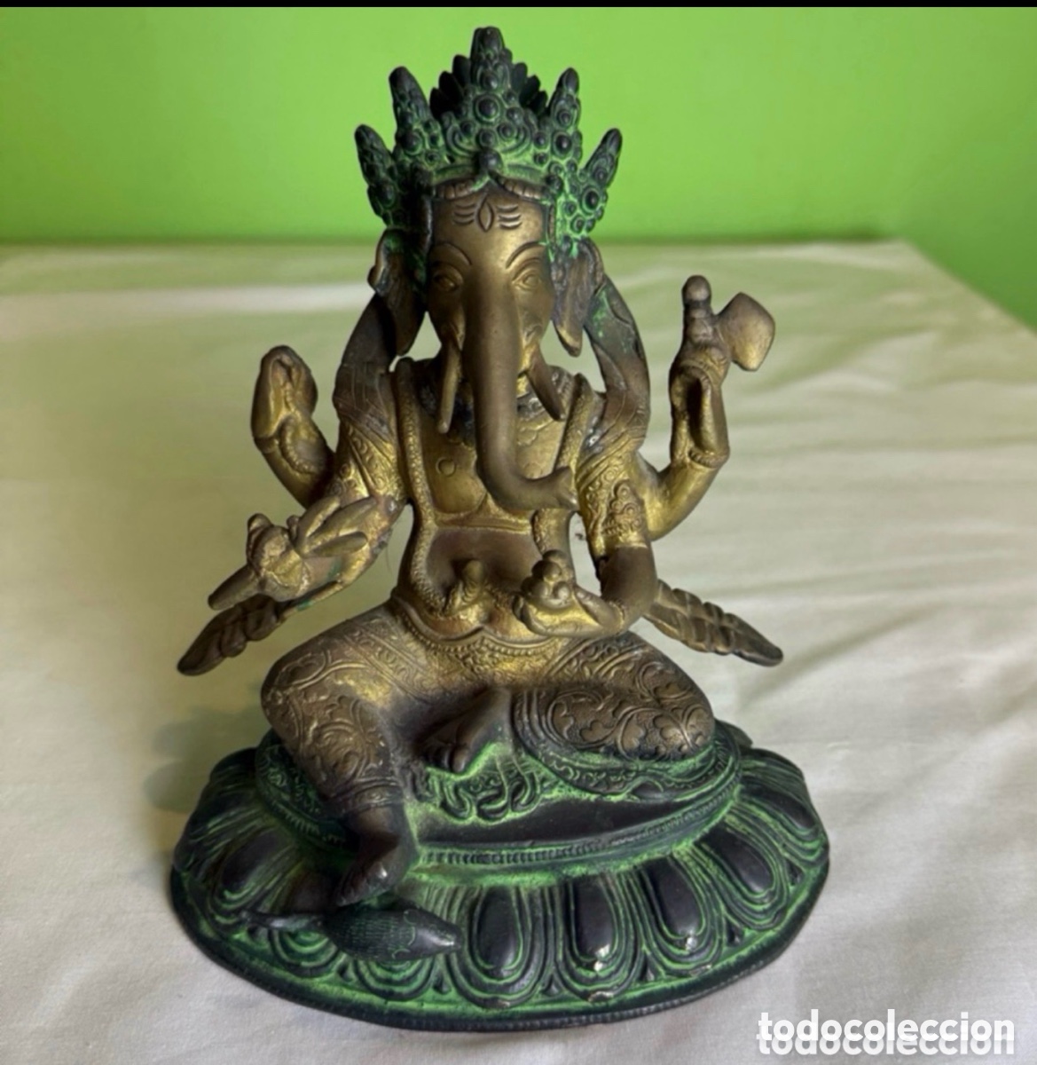 Arte: Antigua estatua de colecci&oacute;n del dios hind&uacute; Ganesha.ver las medidas en fotos.