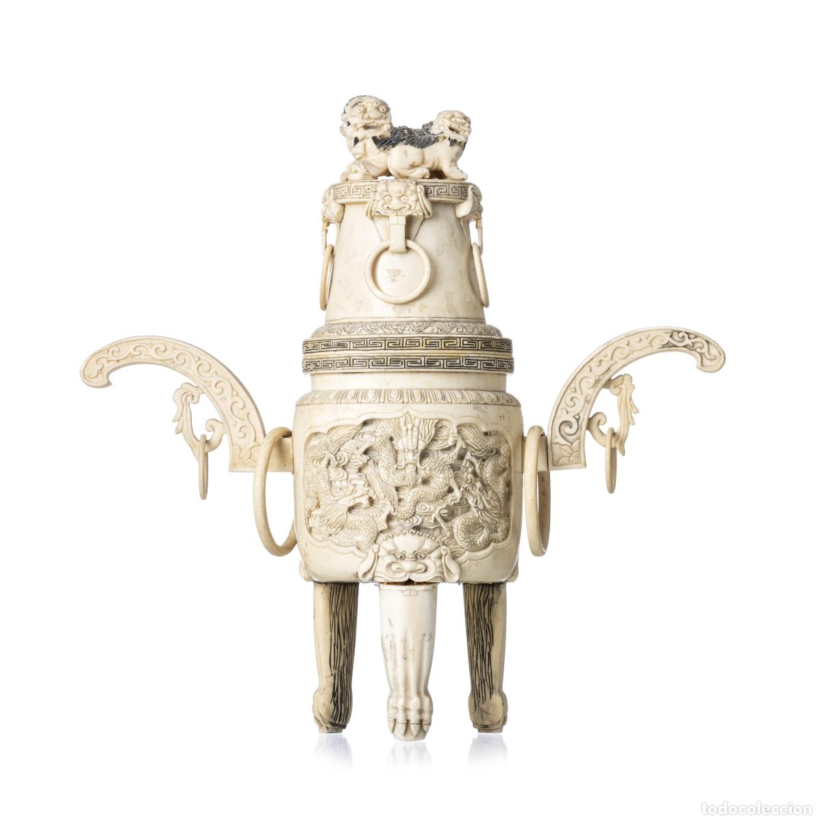 Arte: Quemador de incienso grande de color marfil