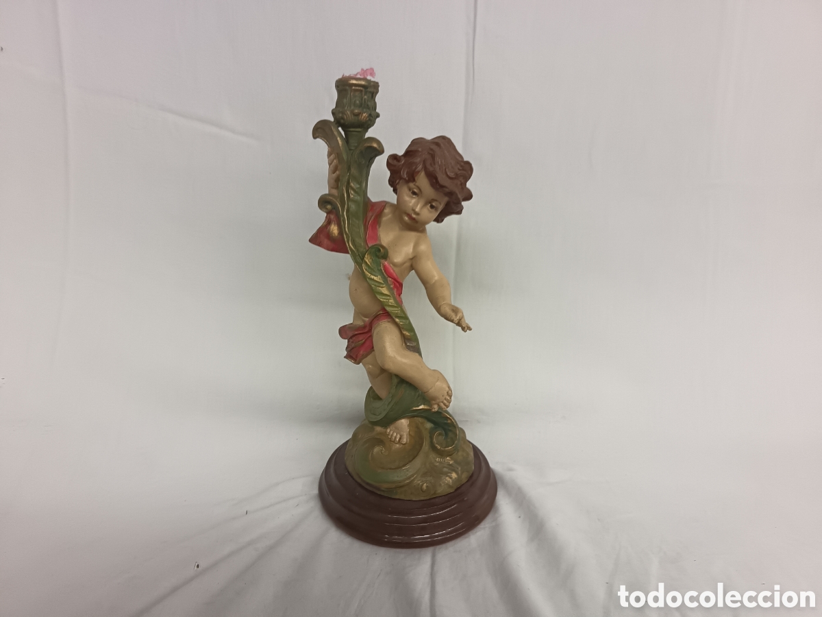 Arte: ANGELOTE, CANDELABRO, PORTAVELAS, Resina, 30 CM