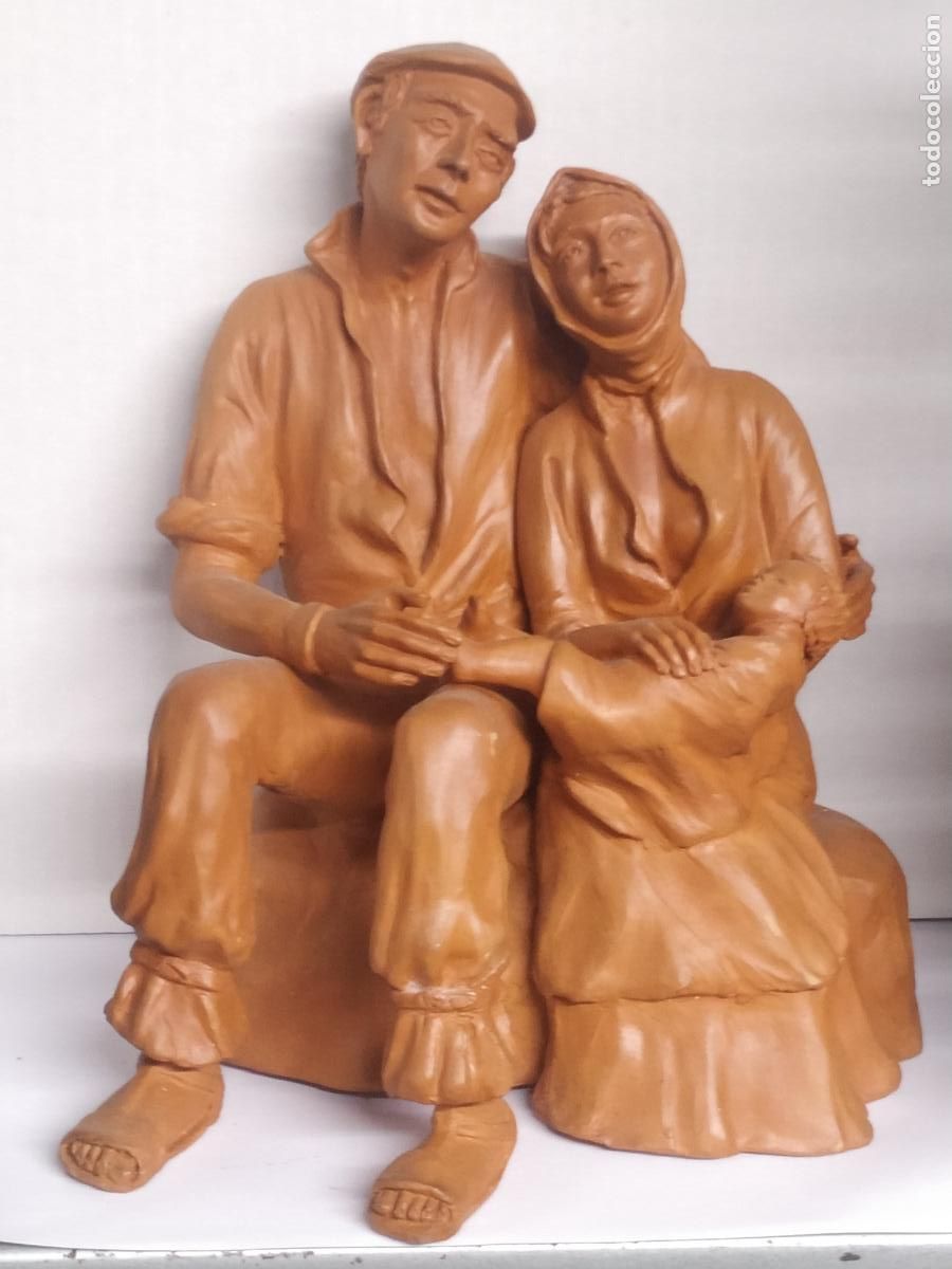 Kunst: Escultura pareja de ancianos en terracota firmados Arenas Sanz