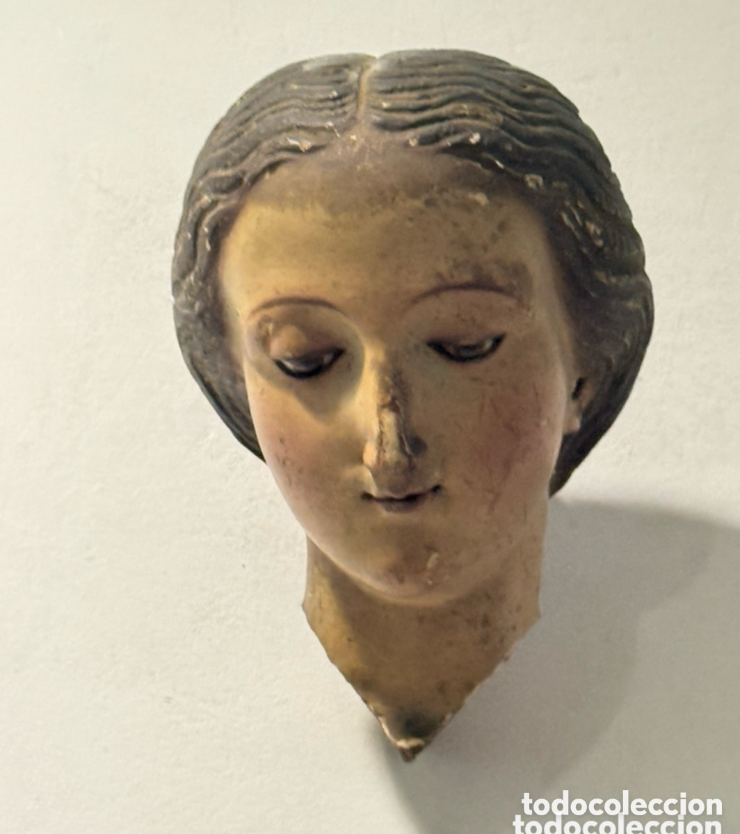 Arte: Antiguo busto de Virgen - Talla en madera policromada - Siglo XIX - Arte religioso