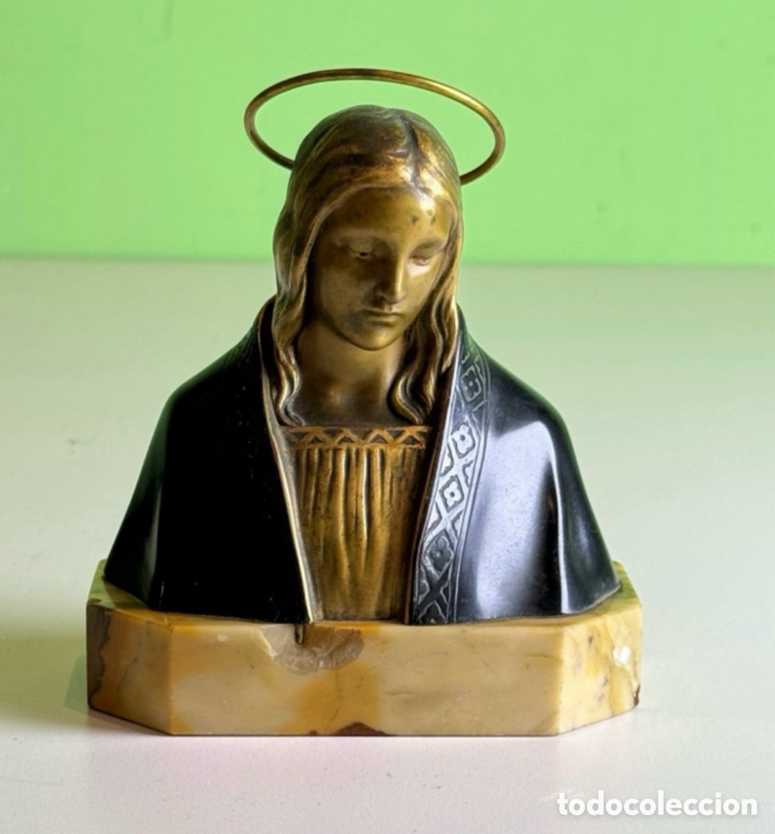 Arte: ANTIGUA ESCULTURA BRONCE VIENNA-AUSTRIA. FIRMADA HANS M&Uuml;LLER. VIRGEN SXIX.