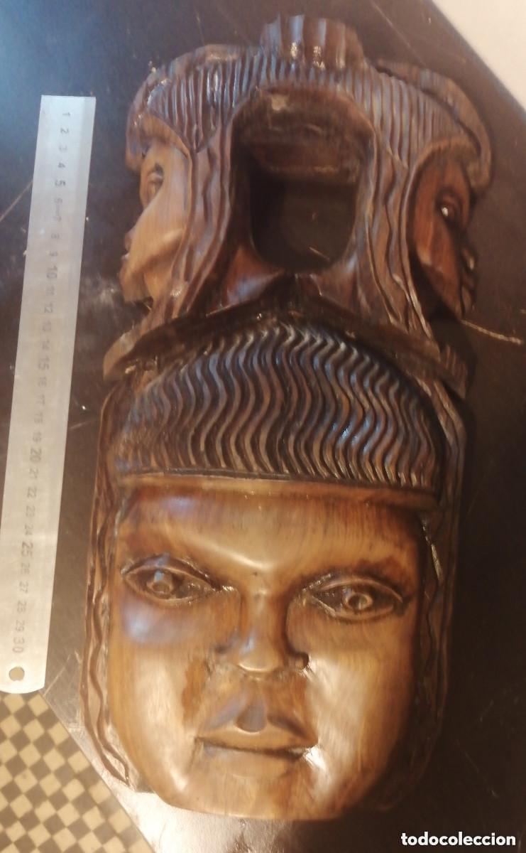 Arte: MASCARA antigua AFRICANA TALLADA a mano EN MADERA noble - a&ntilde;os 70