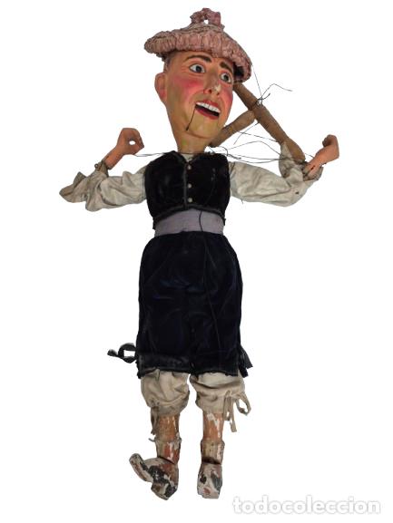 Arte: Antiguo T&iacute;tere, Mu&ntilde;eco de Ventr&iacute;locuo Articulado - Marioneta en Madera Policromada y Cart&oacute;n Piedra