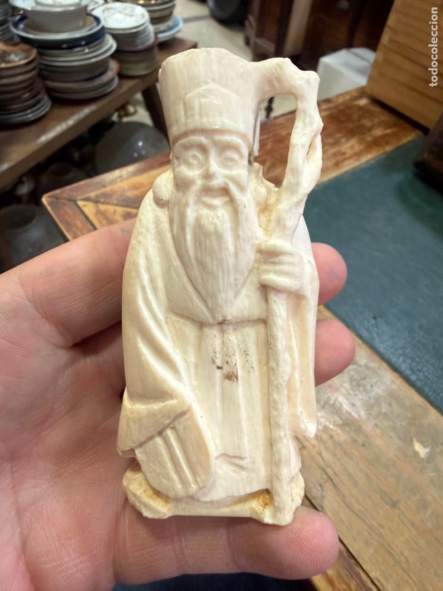 Arte: ANTIGUA ESCULTURA ORIENTAL NETSUKE TALLADO EN HUESO - MEDIDA 10 CM