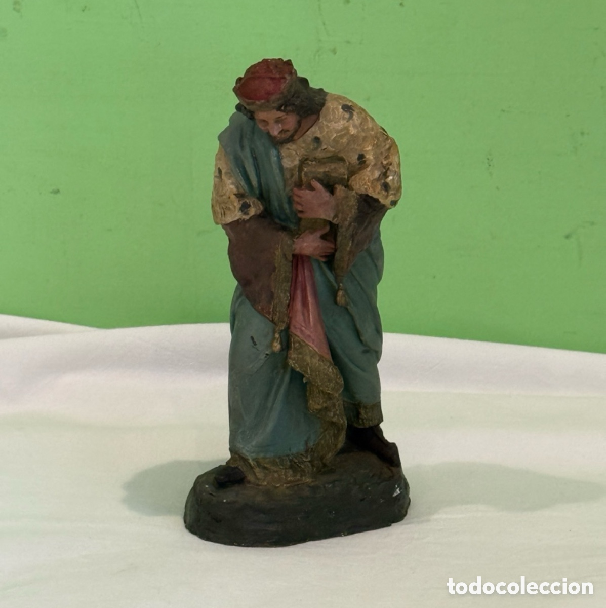 Arte: Figura terracota religiosa antigua policromada siglo XIX XX 20 cm