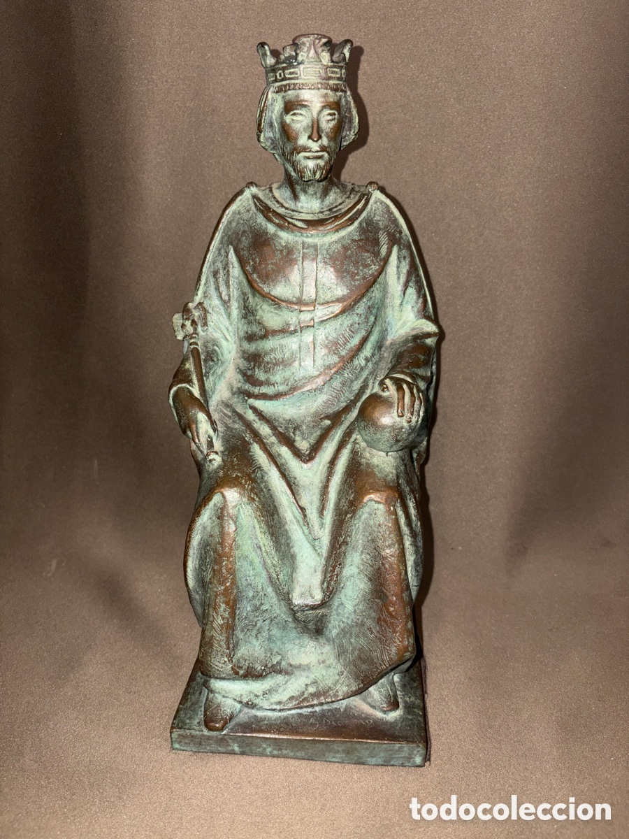 Arte: Antigua escultura en bronce ALFONSO X EL SABIO de JUAN GONZ&Aacute;LEZ MORENO,original,escultor murciano*