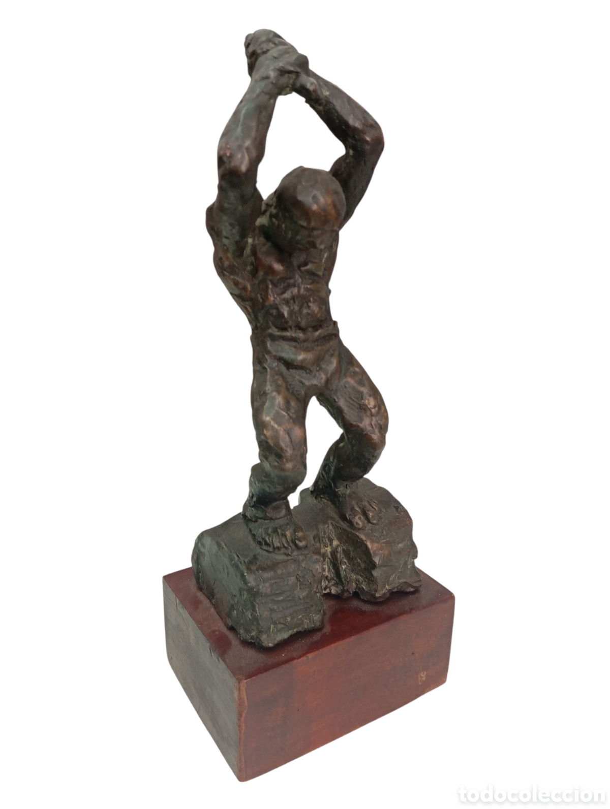 Arte: ESCULTURA EN BRONCE DE AIZKOLARI FIRMADA ESCUELA VASCA OTEIZA 27 cm DEPORTE VASCO