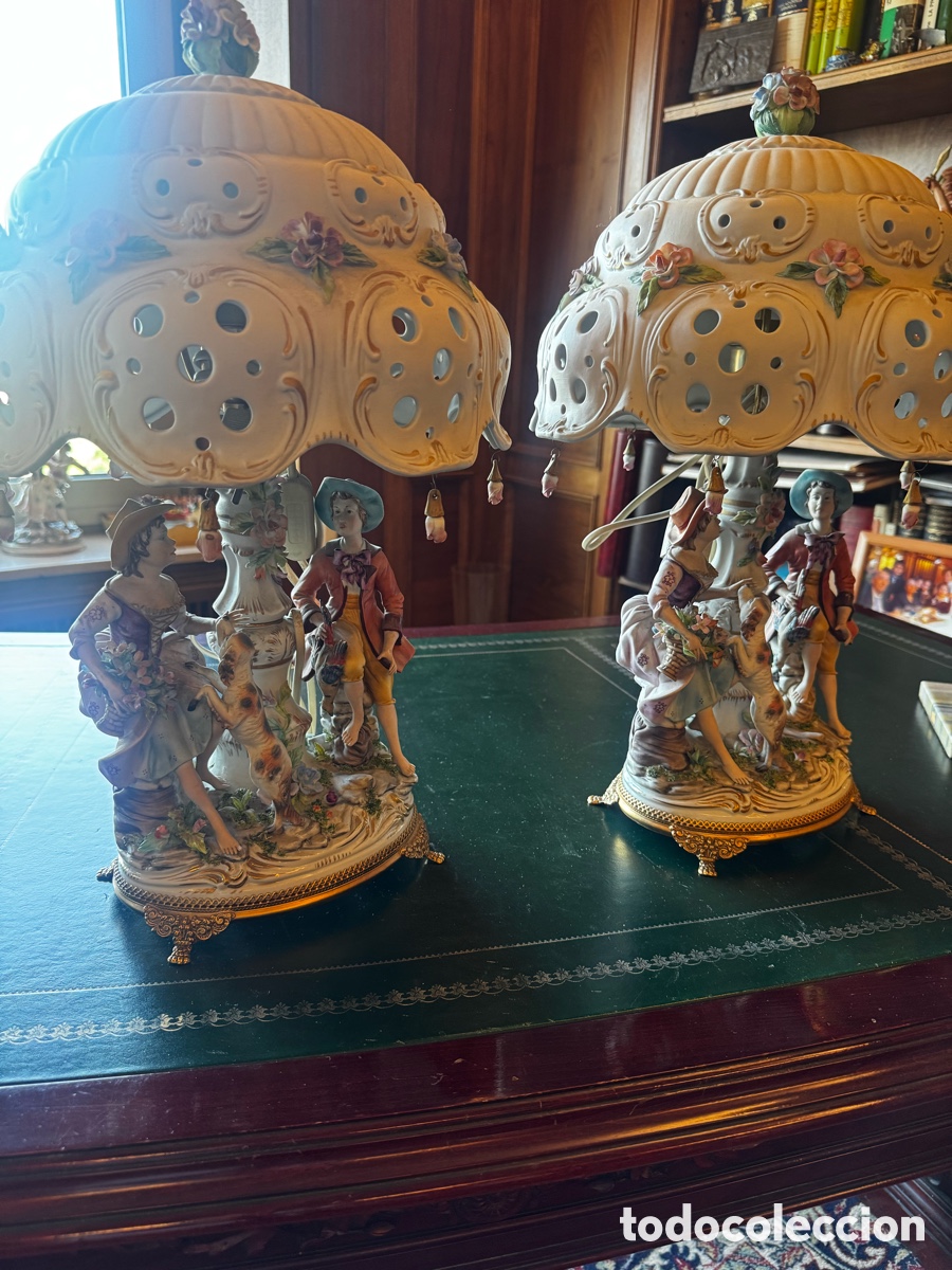 Arte: Dos l&aacute;mparas Capodimonte - Foto 1