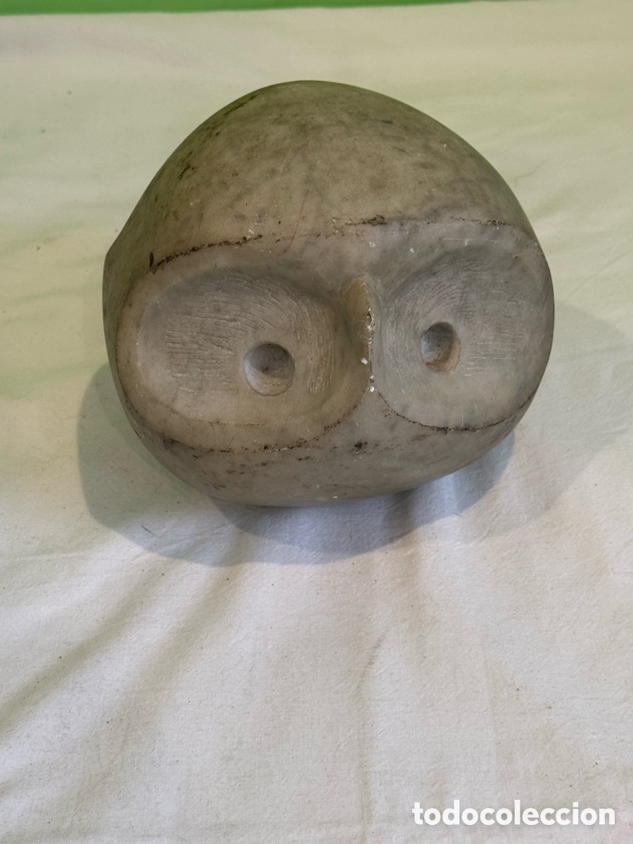 Arte: Antigua y curiosa Escultura b&uacute;ho en piedra tallada firmada siglo XX