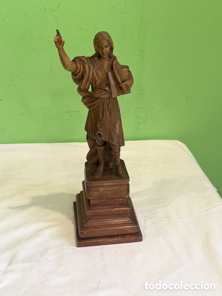 Arte: Antigua escultura San Pancracio madera tallada principios siglo XX